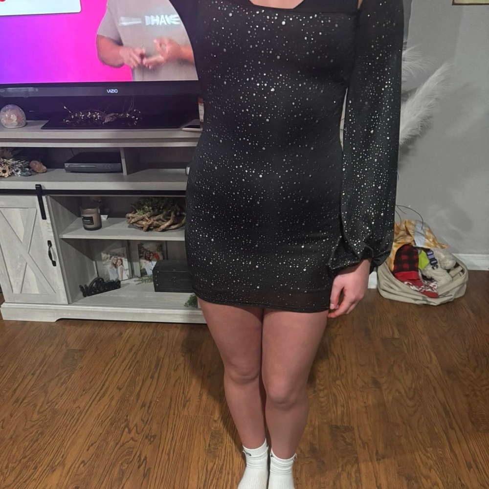 Elegant Black Glitter Dress